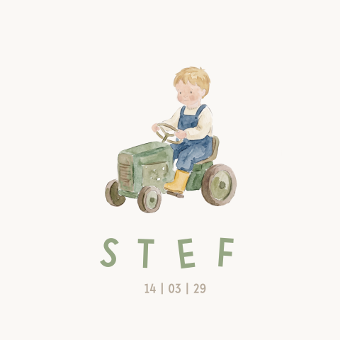 geboortekaartje jongen op traktor