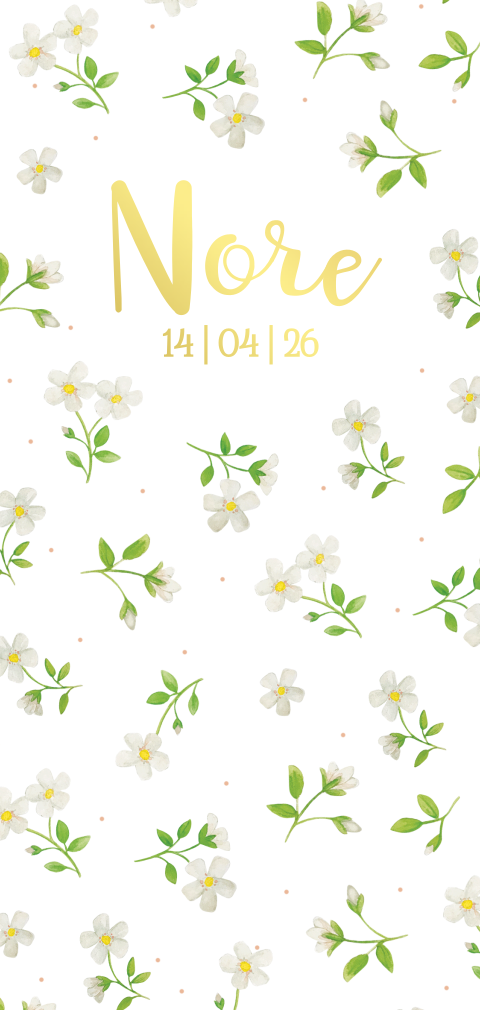 Lief geboortekaartje met waterverf bloemen