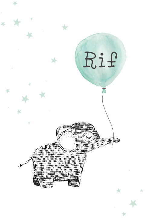 dubbel geboortekaartje met lieve olifant