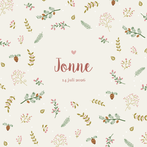 geboortekaartje besjes en takjes meisje winter