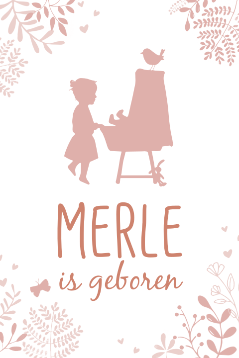 geboortebord silhouette meisje roze