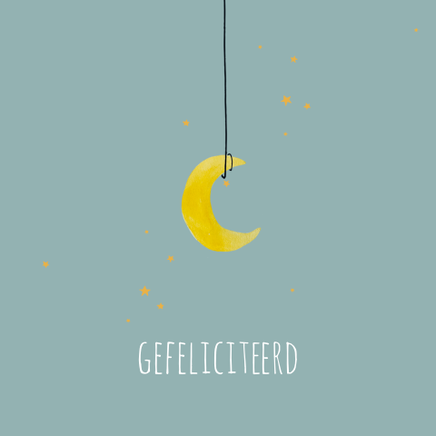 wenskaart maan waterverf