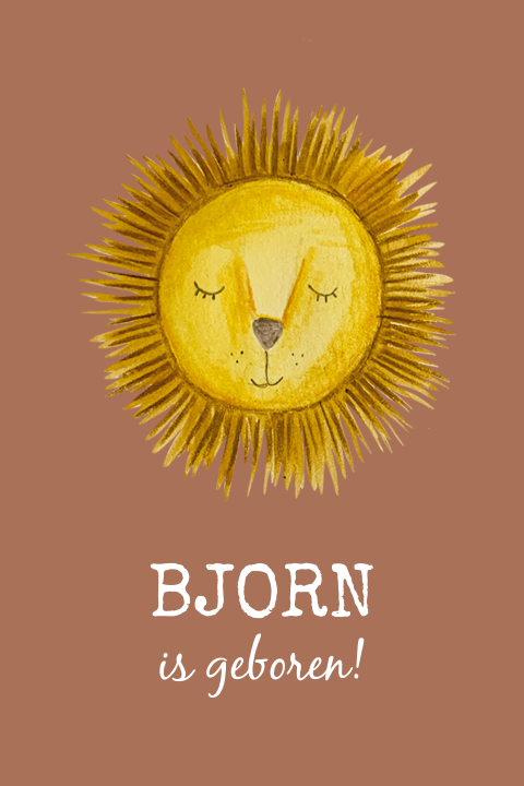 geboortebord met leeuw