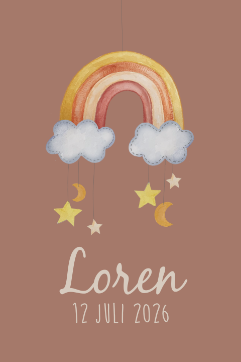 geboortebord met regenboog