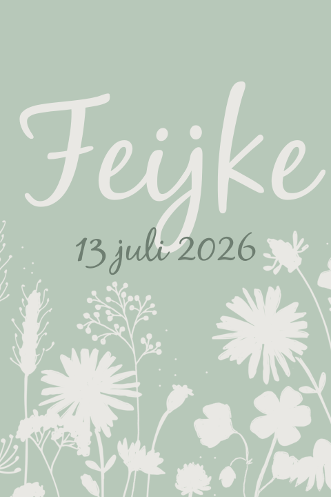 botanisch geboortebord met bloemen
