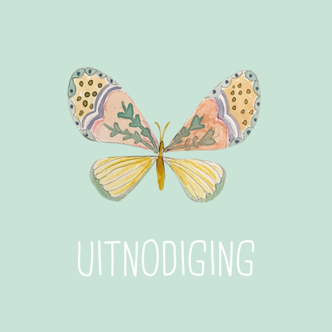 uitnodiging kraamfeest met vlinder