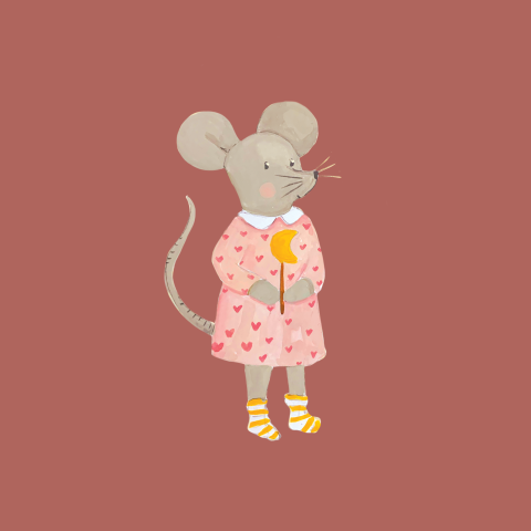 wenskaart met meisje muis