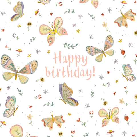 wenskaart met vlinders in pastelkleuren
