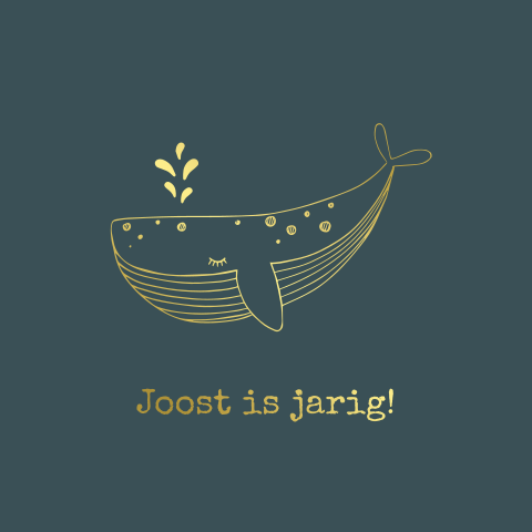wenskaart met walvis in goudfolie