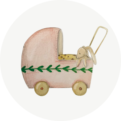 Sluitsticker poppenwagen