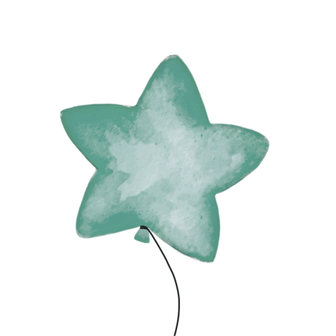 Sluitsticker ster ballon blauw - groen