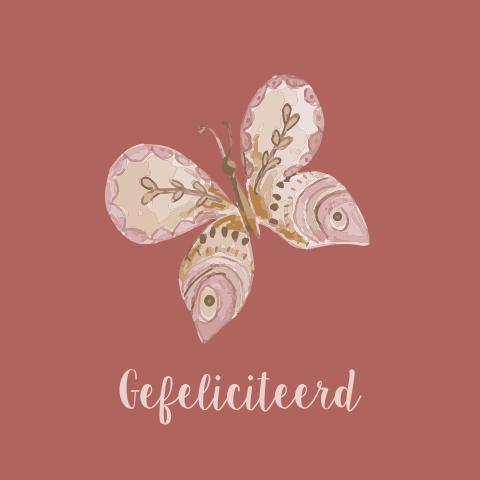 wenskaart met vlinder in roze tinten