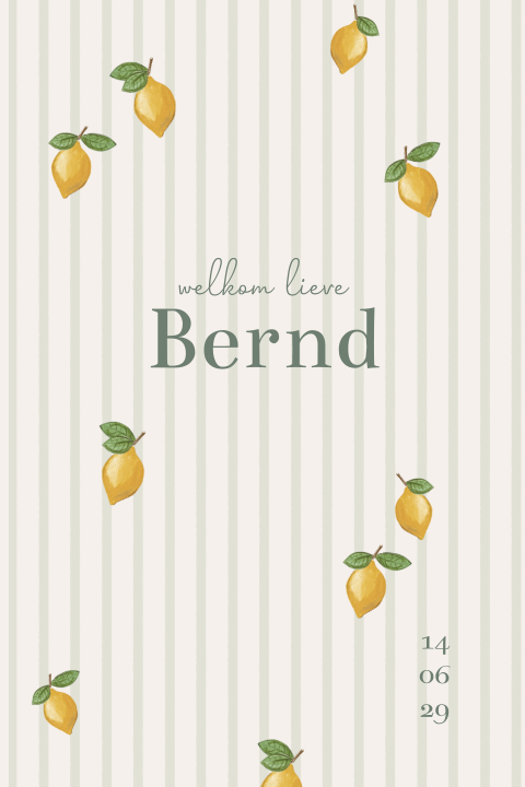 geboortekaartje streep citroen