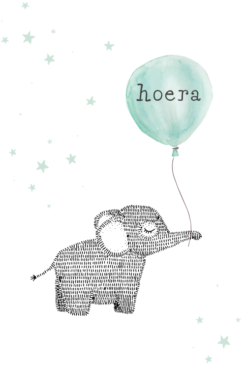 wenskaart olifant ballon