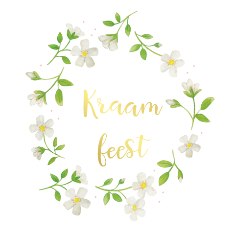 Kraamfeest kaart met witte bloemen