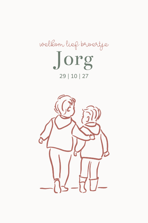 uniek geboortekaartjes twee broertjes wandelen