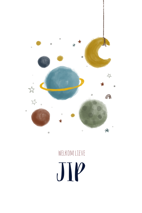 geboortekaartje met planeten