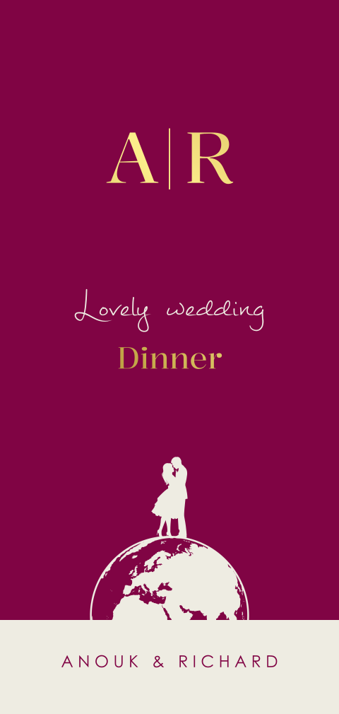 Luxe menukaart met silhouet op wereldbol