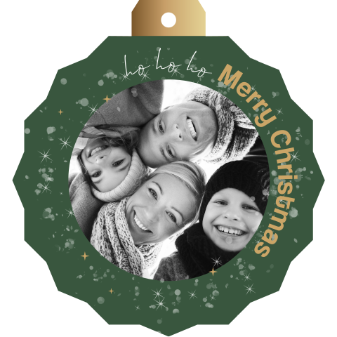 Kerstbal kerstkaart met foto en sparkle