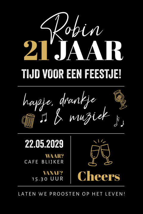 Typografische 21 uitnodiging voor een verjaardag