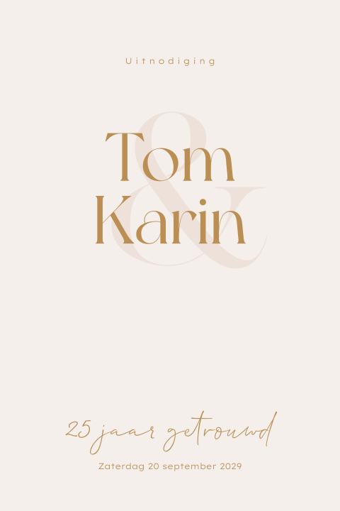 Rustige en stijlvolle 25 jaar getrouwd uitnodiging met &-teken