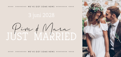 Ticket just married kaart met eigen foto