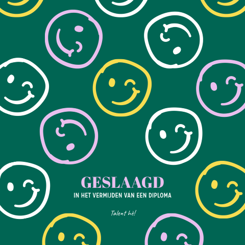 Examen gezakt wenskaart met knipogende smiley