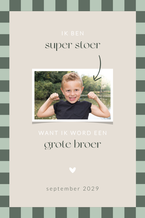 Aankondiging zwangerschap met foto van grote broer