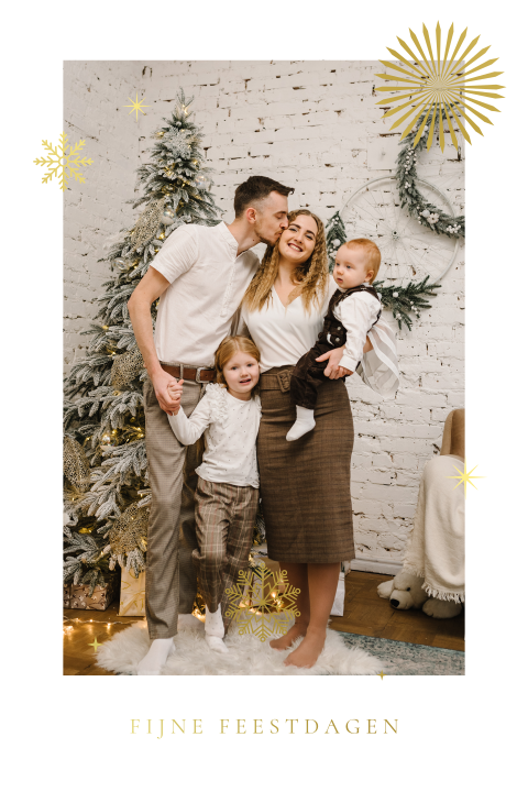 Eigen foto kerstkaart met foliedruk en basic design