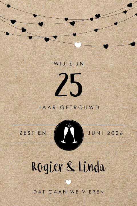 Jubileumkaart met karton look voor 25 jaar getrouwd