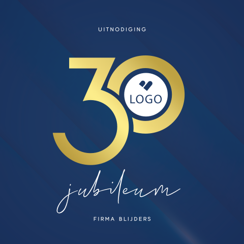 Luxe zakelijke uitnodiging 30-jarig jubileum met goudfolie en logo
