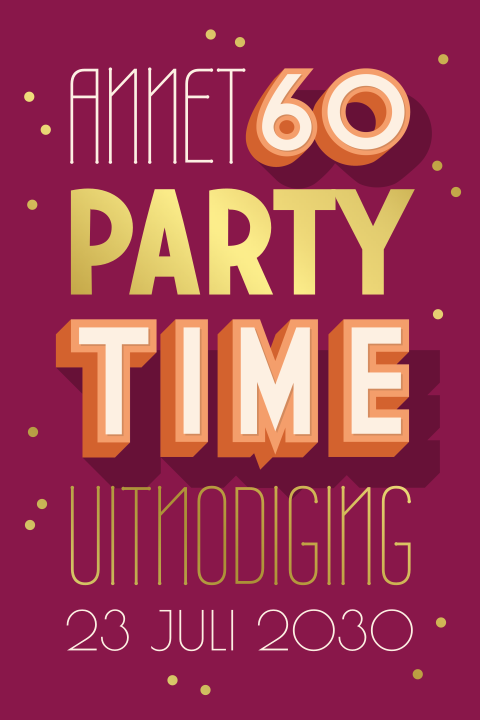 Feestelijke typografische uitnodiging verjaardag 60 jaar met confetti