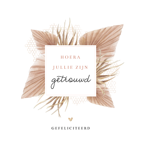 Felicitatiekaart voor huwelijk met droogbloemen