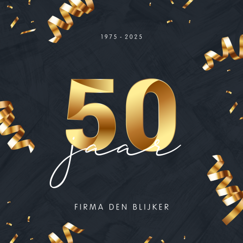 Bedrijfsjubileum 50 jaar uitnodiging met goudkleur