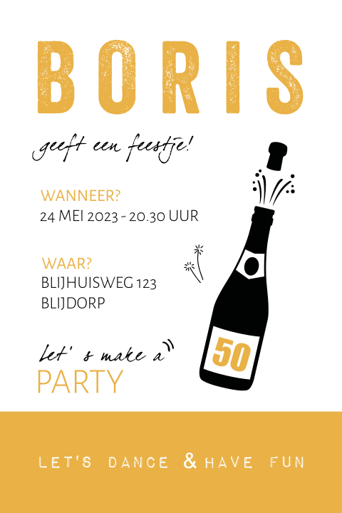 Hippe handlettering uitnodiging verjaardag