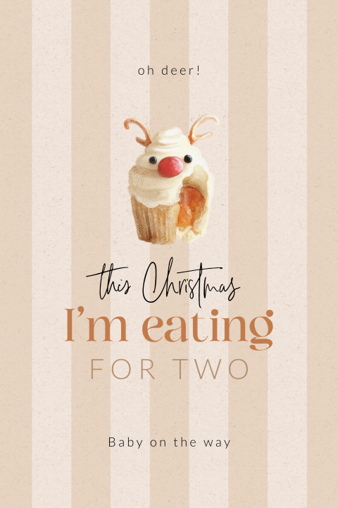 Rendier cupcake aankondiging zwangerschap kerst met strepen