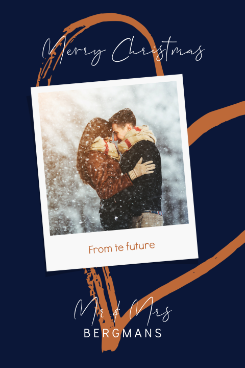 Moderne Save the date kerstkaart met foto en hart