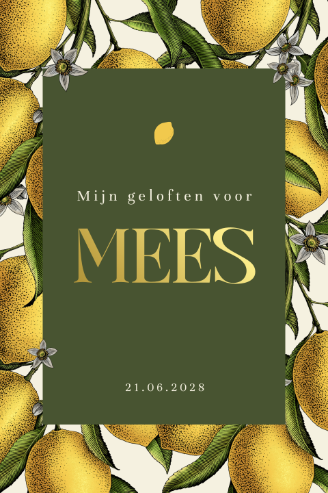 Geloften boekje met frisse citroentjes en foliedruk