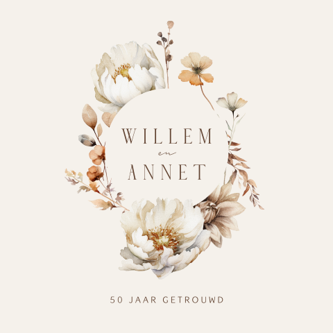 Rustige jubileumuitnodiging met bloemen