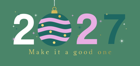 Luxe 2027 kerstkaart zakelijk met kerstbal