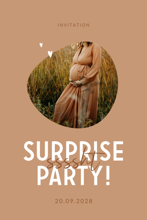 Babyshower surprise party uitnodiging met foto