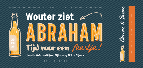 Ticket bierfles uitnodiging abraham 50 jaar