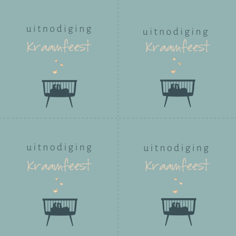 Kraamborrel silhouet minikaartjes voor een jongen met kindje in de wieg