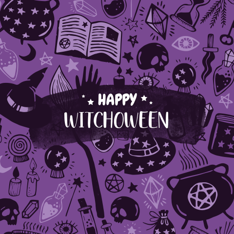 Halloween uitnodiging heksen, magie, tovenarij