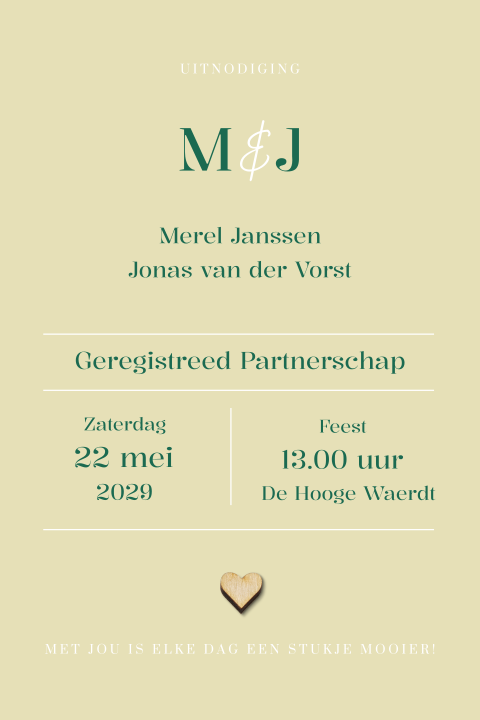 geregistreerd partnerschap uitnodiging typografisch initialen lijnen