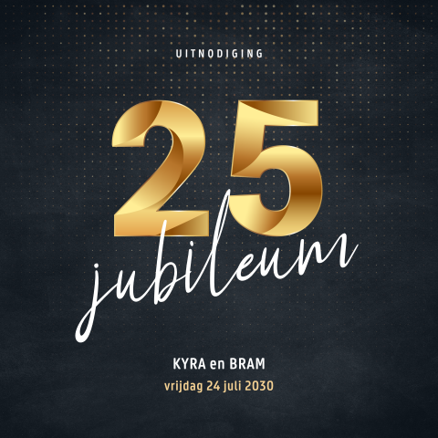 Uitnodiging 25-jarig huwelijksjubileum met goudlook cijfers