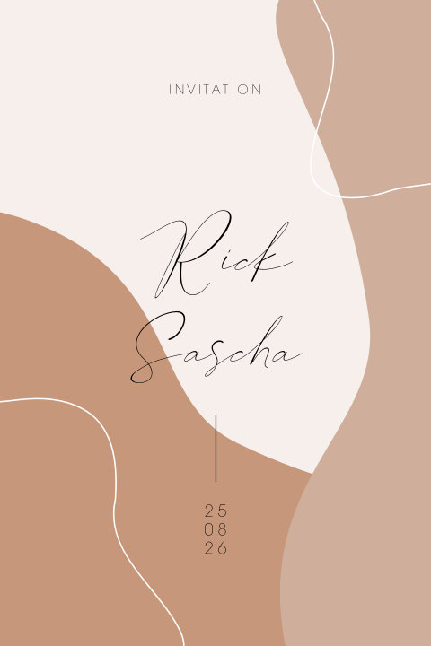 Trouwkaart met abstracte vormen en trendy kleuren