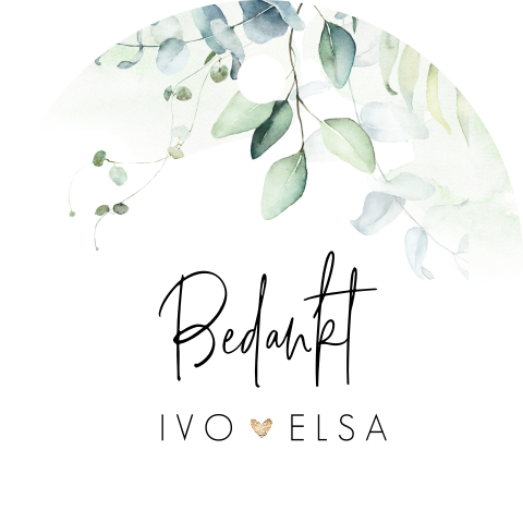 Label trouwbedankje botanisch met eucalyptus (per 16 stuks)