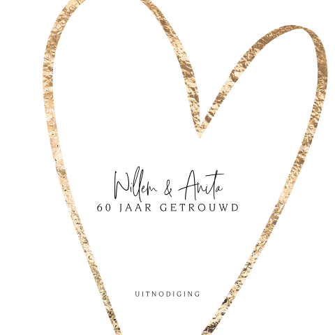 Jubileumkaart 60 jaar getrouwd met gouden hart