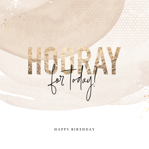 Hooray for today felicitatiekaart met aquarel en goudinten